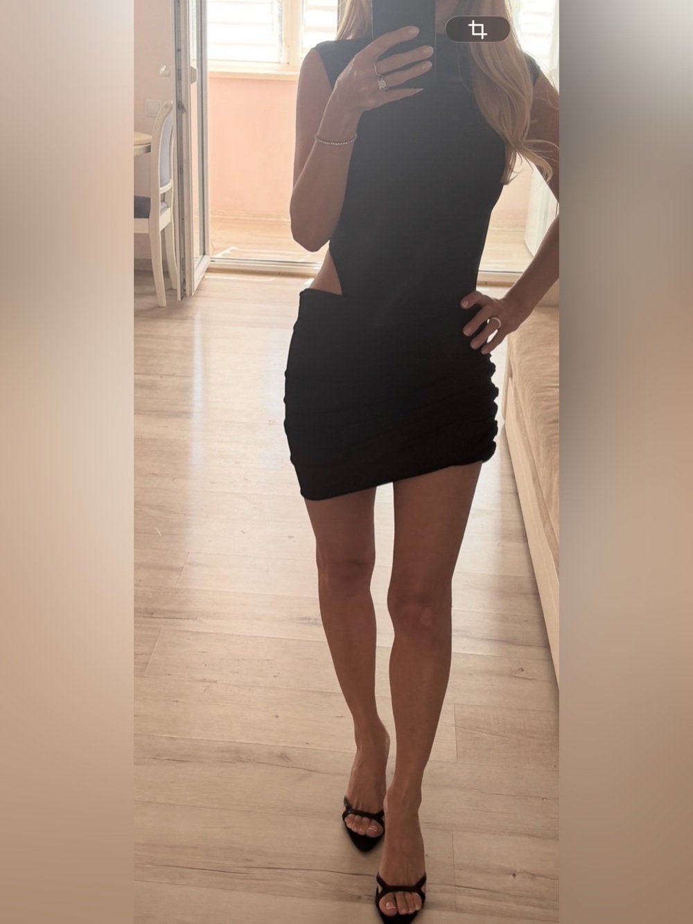 Sleeveless Black Mini Dress with Side Cutout - Picture 8 of 8